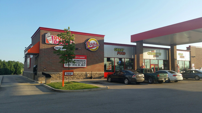 Route 66 Food n Fuel Joliet-Dunkin Donuts Drive Thru & Pops Italian Beef SignJI.jpg