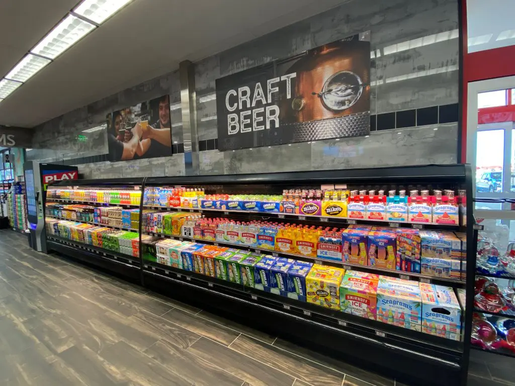 OnCues craft beer on refrigeration display at Store 136 - NATSO